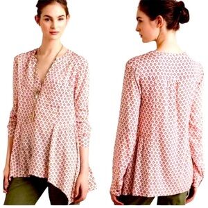 Anthropologie Maeve Laiken Print Top Tunic Blouse Sz 2 Flowy Airy 
Boho